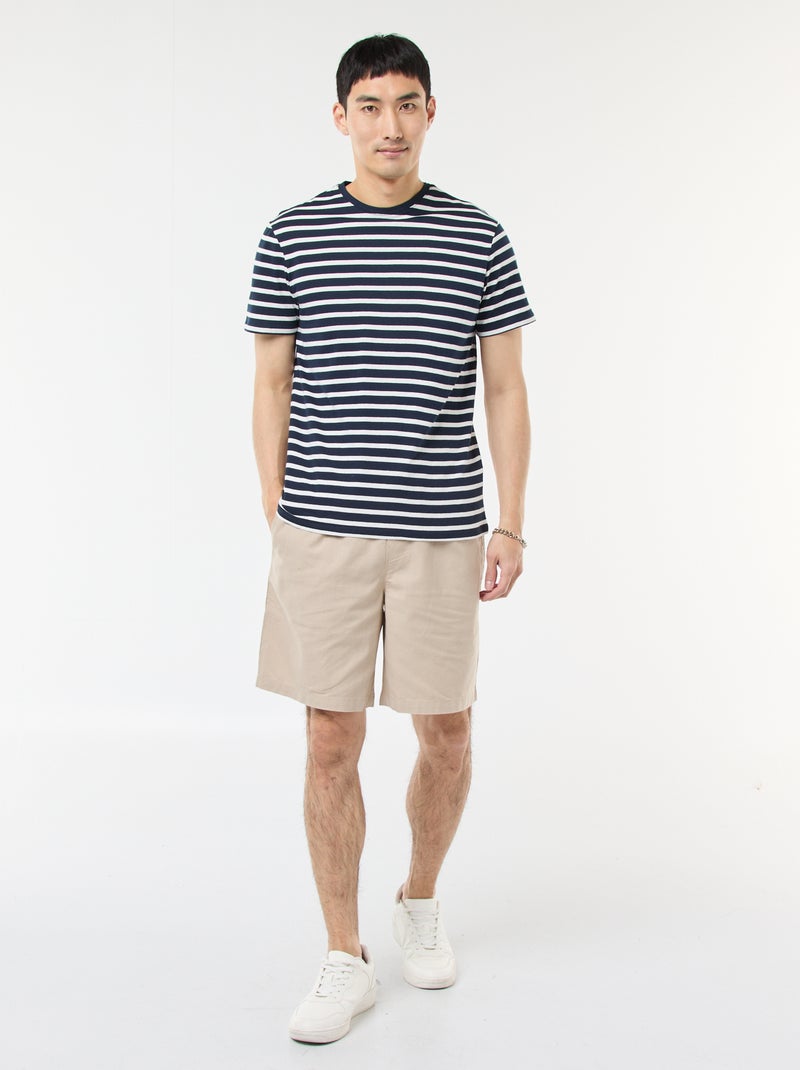 Bermuda liso de algodón y lino Beige - Kiabi