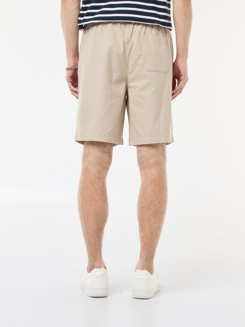 Bermuda liso de algodón y lino Beige - Kiabi