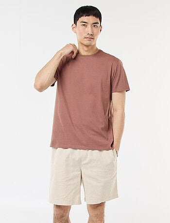 Bermuda liso de algodón y lino