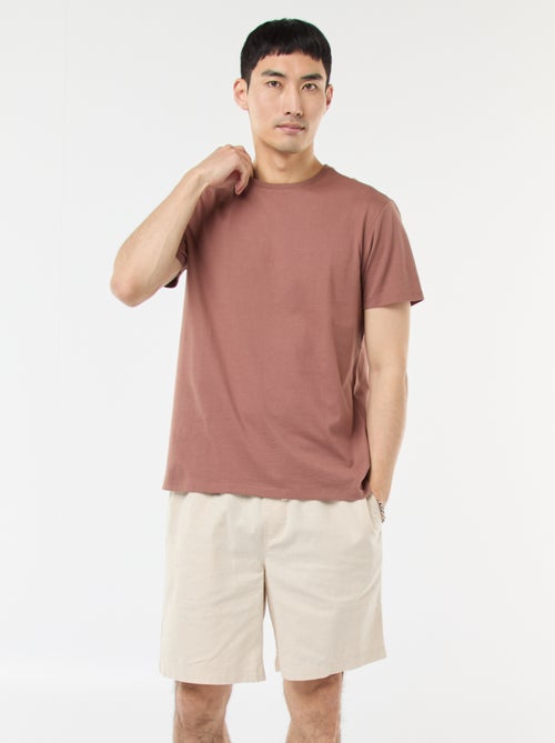 Bermuda liso de algodón y lino - Kiabi