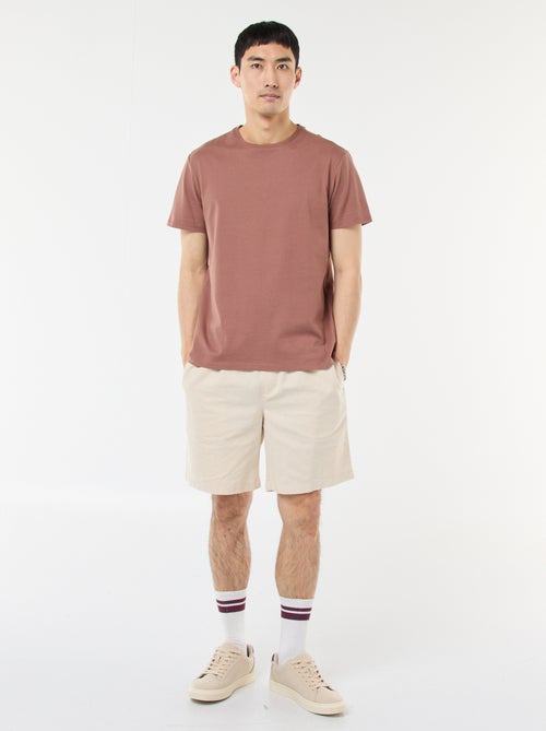 Bermuda liso de algodón y lino - Kiabi