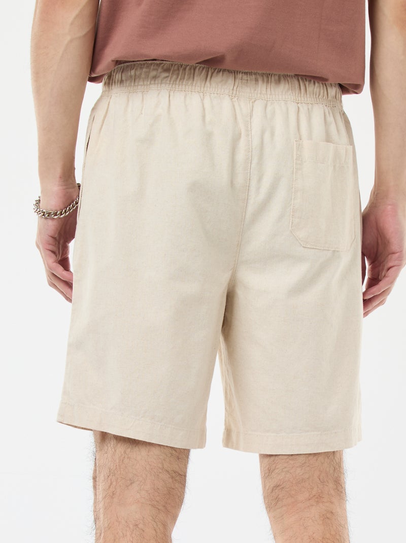 Bermuda liso de algodón y lino Blanco - Kiabi