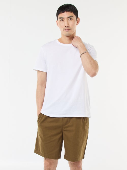 Bermuda liso de algodón y lino - Kiabi