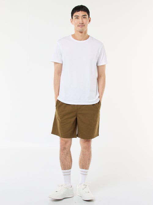 Bermuda liso de algodón y lino - Kiabi