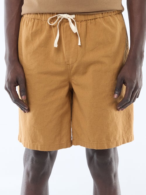 Bermuda liso de lino mezclado - Kiabi