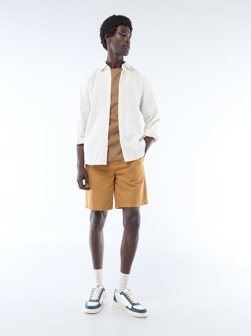 Bermuda liso de lino mezclado - Kiabi