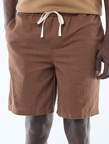 Bermuda liso de lino mezclado