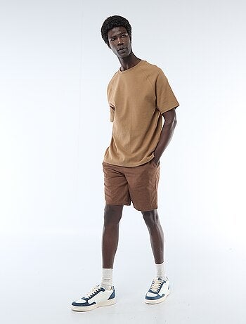 Bermuda liso de lino mezclado