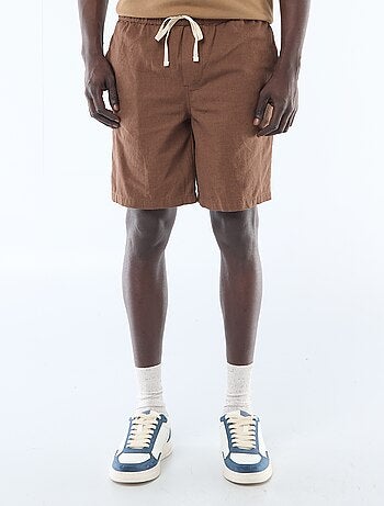 Bermuda liso de lino mezclado