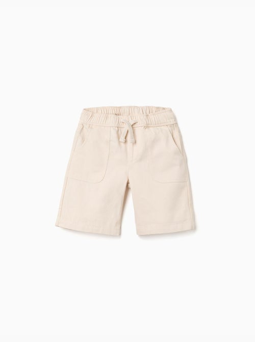 Bermuda midi de sarga con cordón - Kiabi