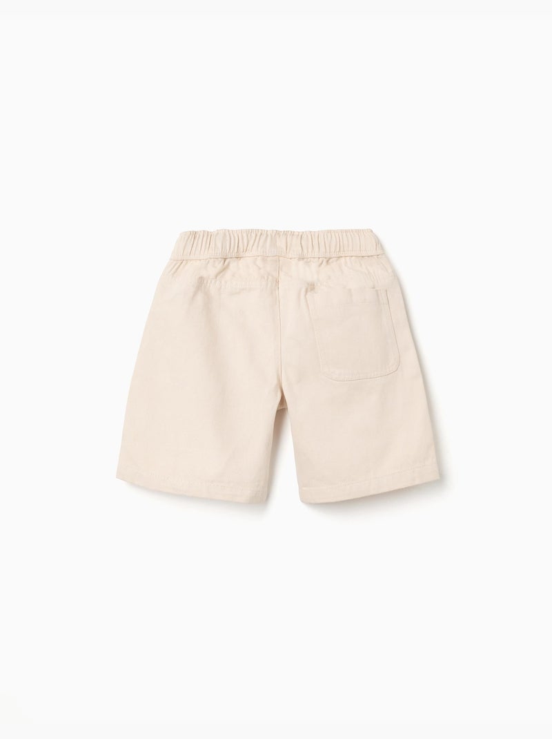 Bermuda midi de sarga con cordón Beige - Kiabi