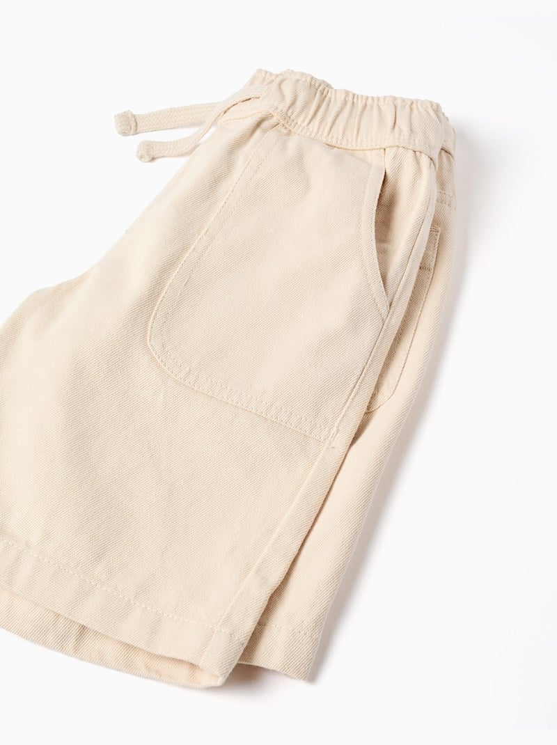 Bermuda midi de sarga con cordón Beige - Kiabi