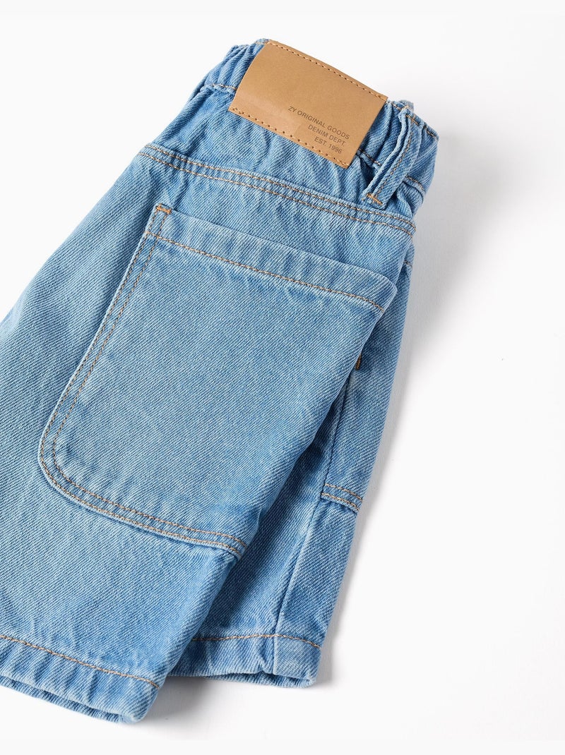 Bermuda midi vaquera de algodón con bolsillos Azul claro - Kiabi