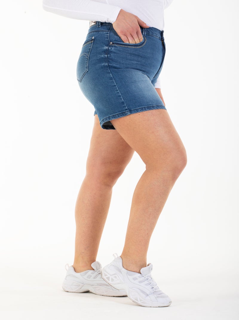 Bermuda talle alto stretch OBB5 'OBER' Azul - Kiabi