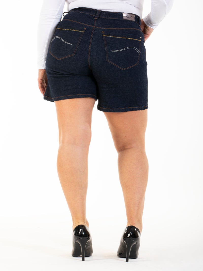 Bermuda talle alto stretch OBB6 'OBER' Azul - Kiabi
