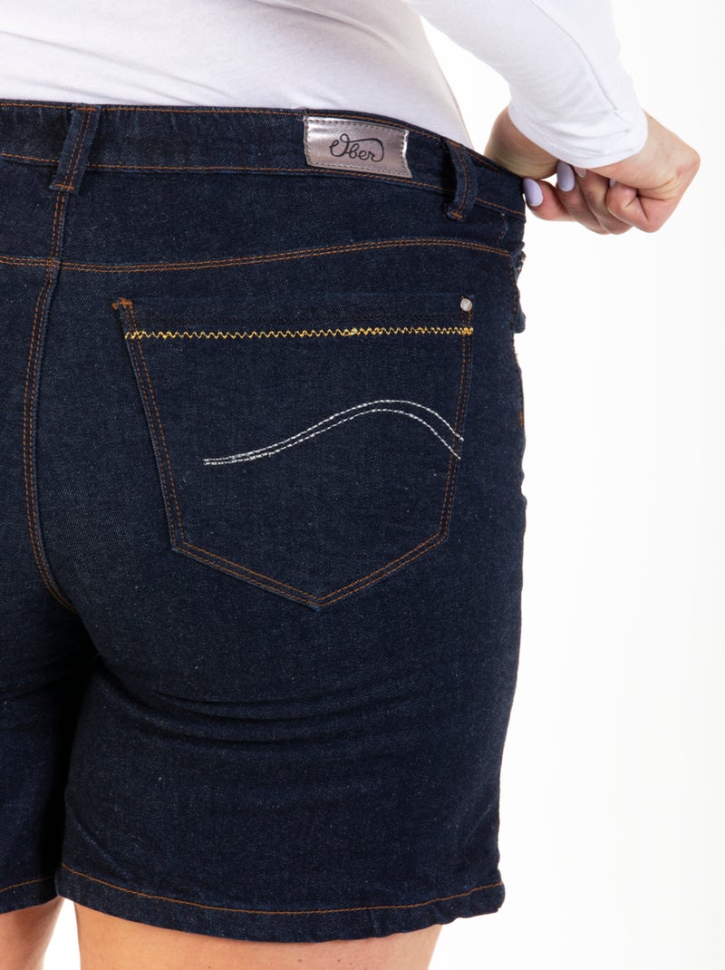 Bermuda talle alto stretch OBB6 'OBER' Azul - Kiabi