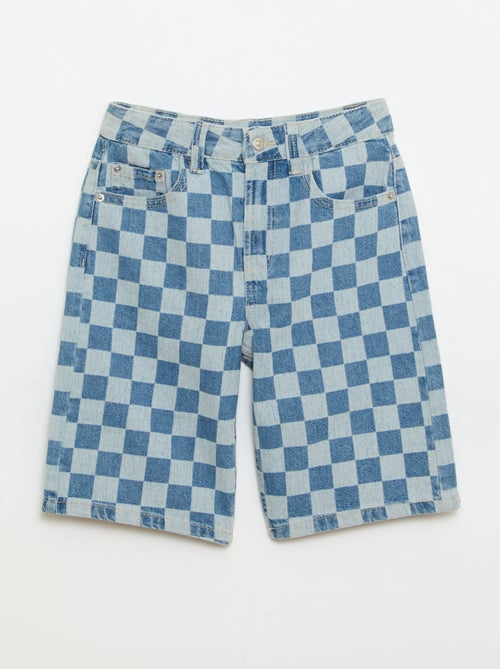 Bermuda vaquera de cuadros - Kiabi