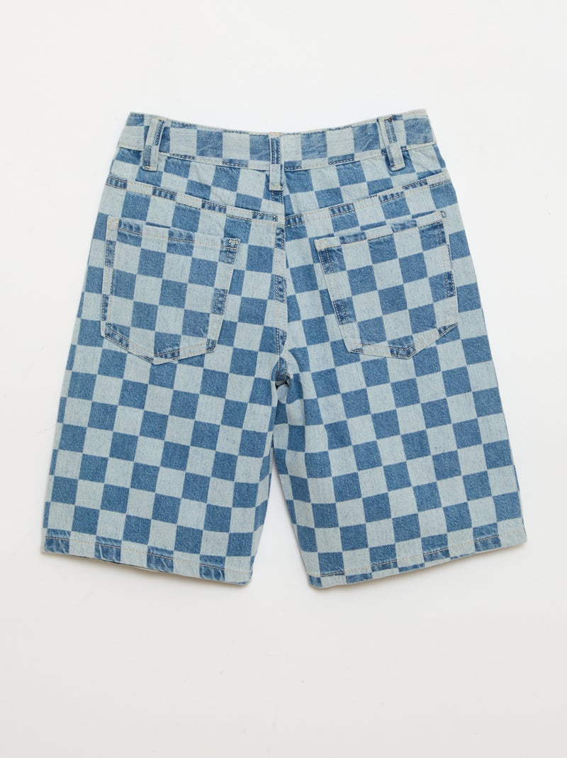 Bermuda vaquera de cuadros Azul - Kiabi