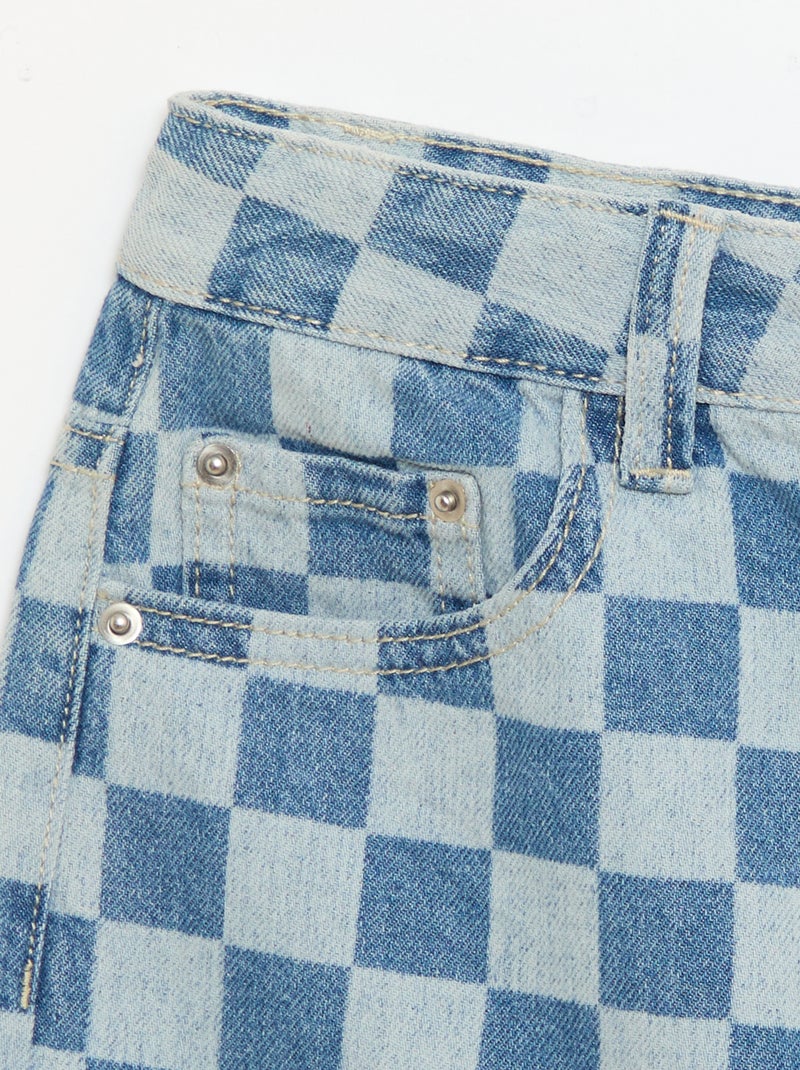 Bermuda vaquera de cuadros Azul - Kiabi