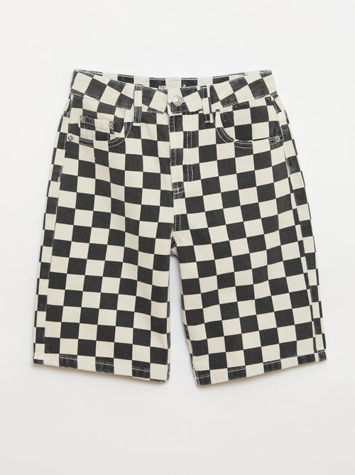 Bermuda vaquera de cuadros - Kiabi