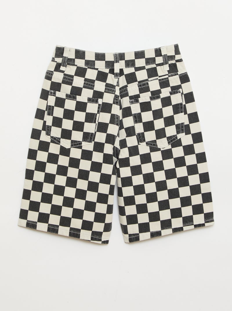 Bermuda vaquera de cuadros Negro - Kiabi