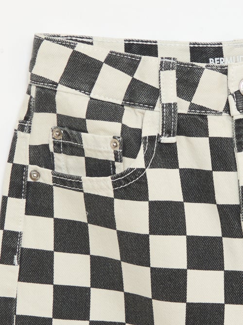 Bermuda vaquera de cuadros - Kiabi