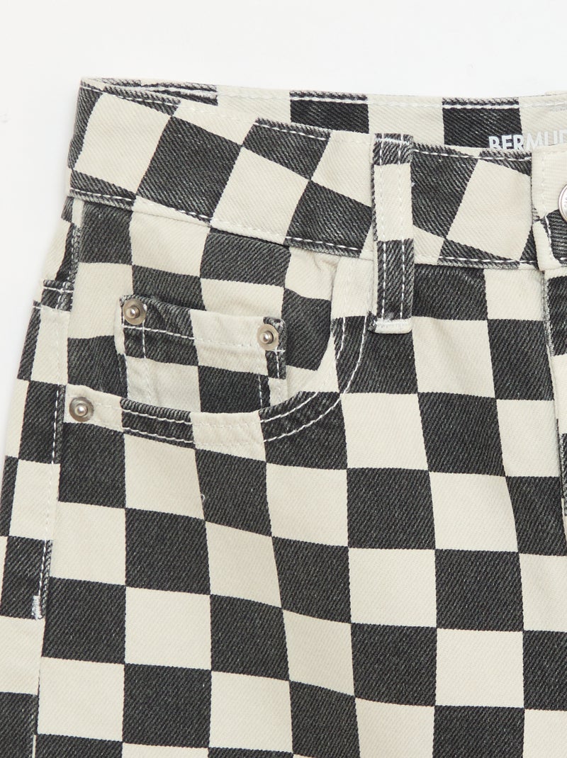 Bermuda vaquera de cuadros Negro - Kiabi