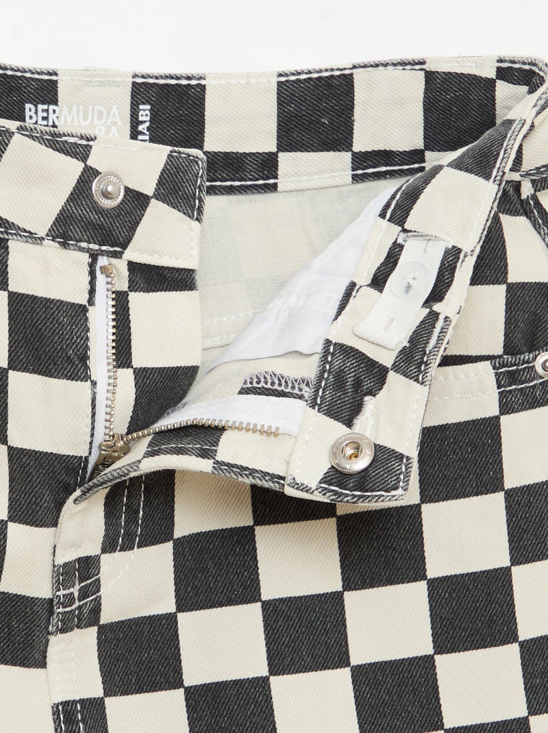 Bermuda vaquera de cuadros Negro - Kiabi