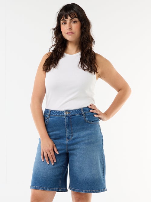 Bermuda vaquera de tiro alto - Kiabi