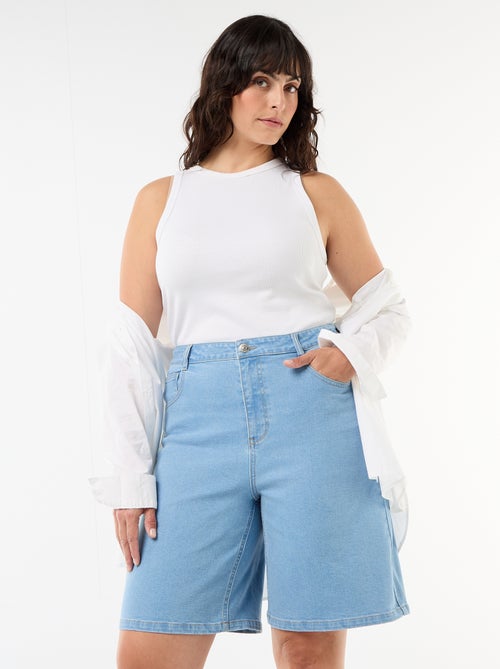 Bermuda vaquera de tiro alto - Kiabi