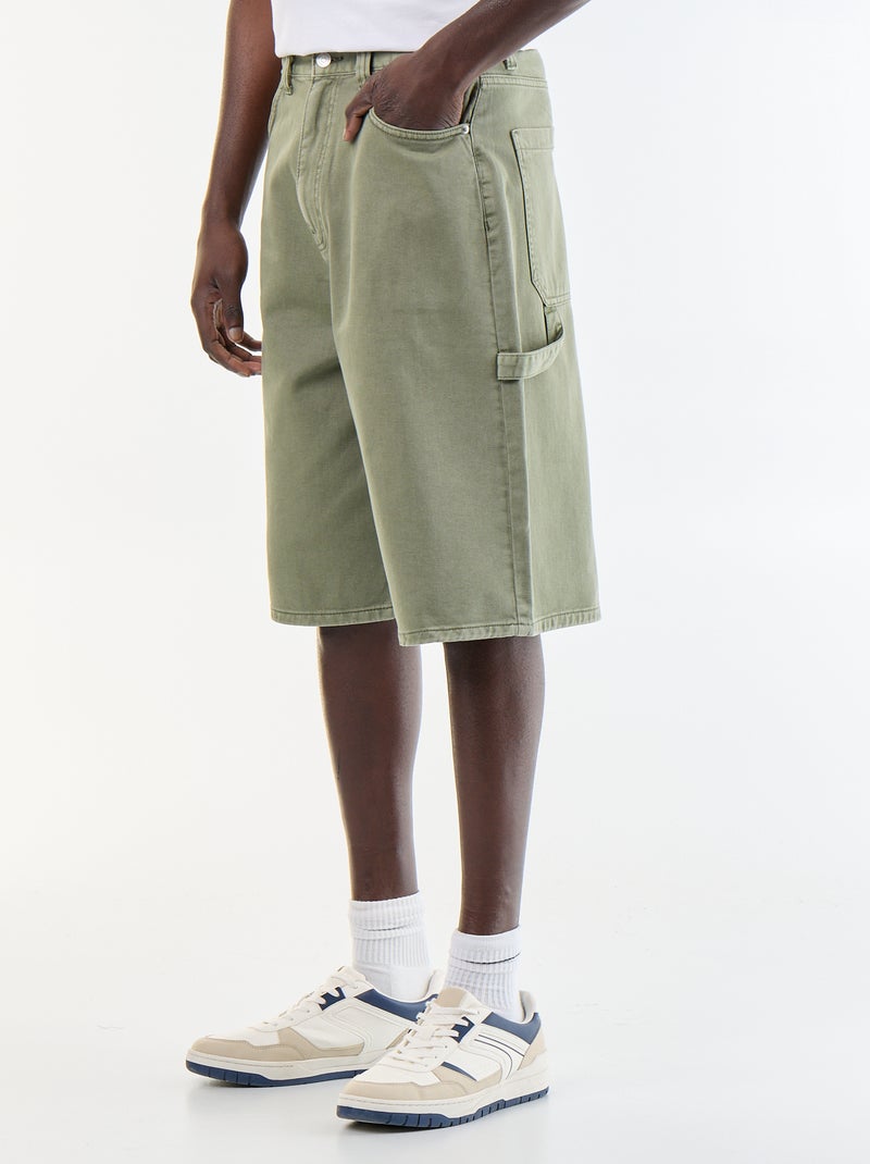 Bermuda vaquera estilo carpintero Kaki - Kiabi