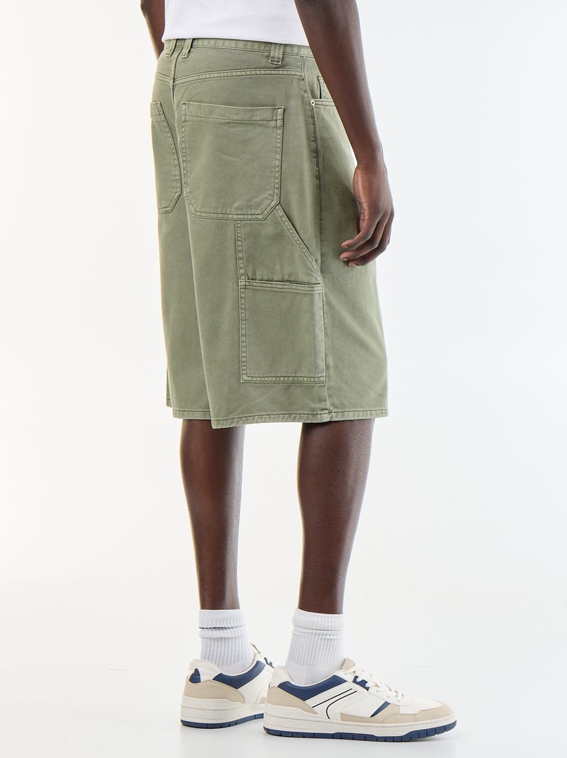 Bermuda vaquera estilo carpintero Kaki - Kiabi