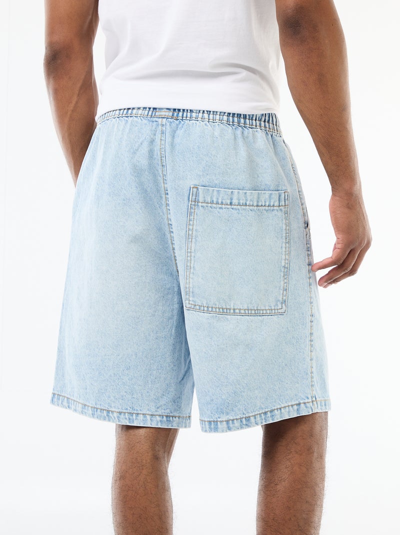 Bermuda vaquero con cintura elástica Azul - Kiabi