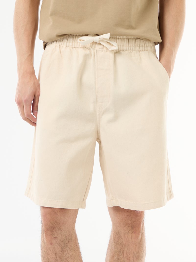 Bermuda vaquero con cintura elástica Blanco - Kiabi