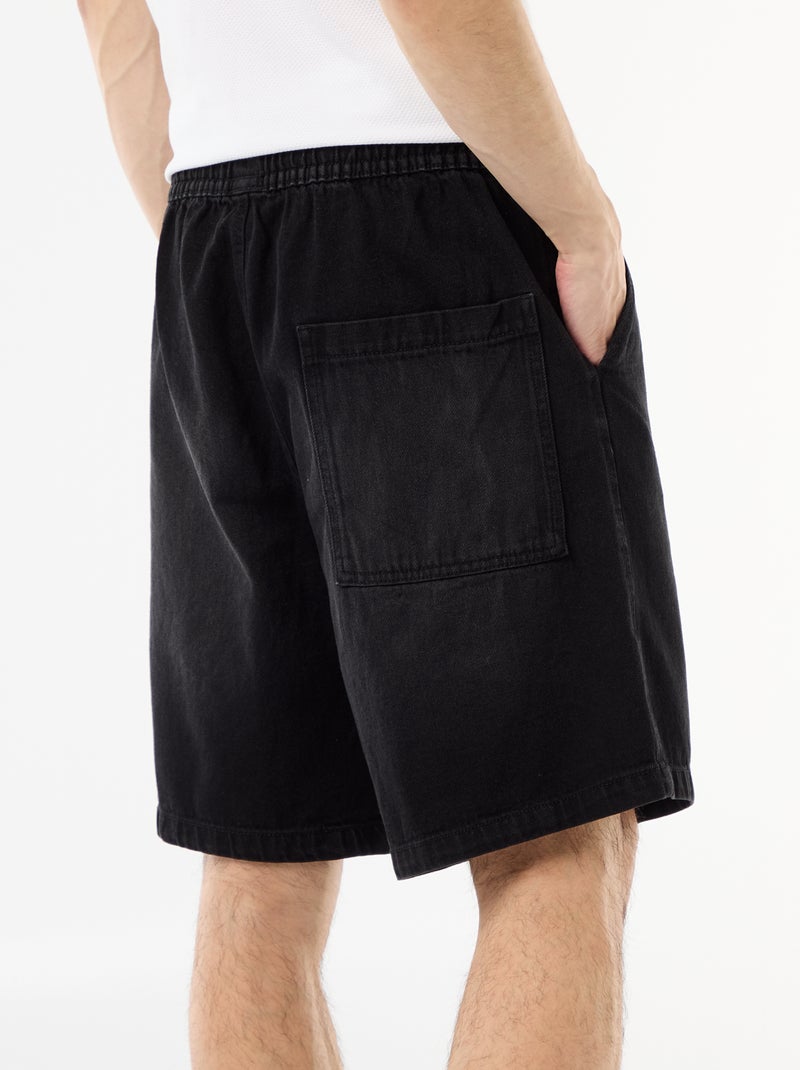 Bermuda vaquero con cintura elástica Negro - Kiabi