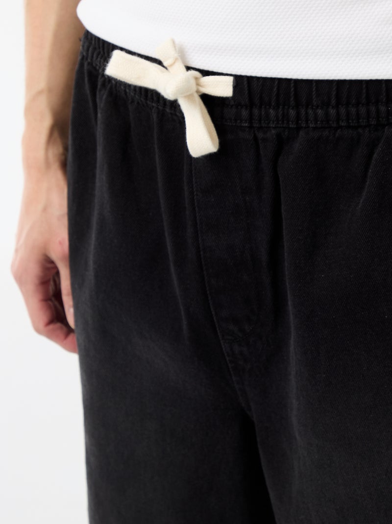 Bermuda vaquero con cintura elástica Negro - Kiabi