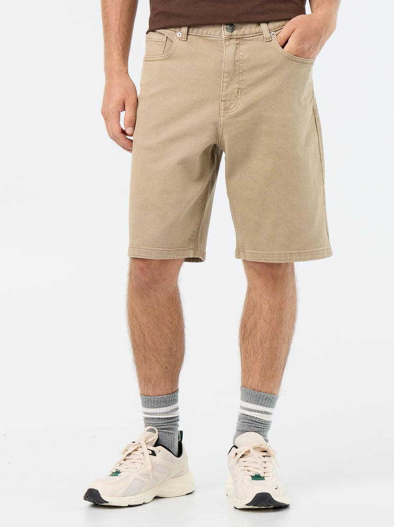 Bermuda Vaquero de 5 bolsillos Beige - Kiabi