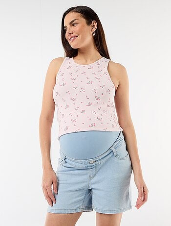 Bermuda vaquero de tiro alto de maternidad