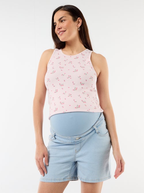 Bermuda vaquero de tiro alto de maternidad - Kiabi