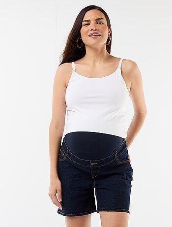 Bermuda vaquero de tiro alto de maternidad