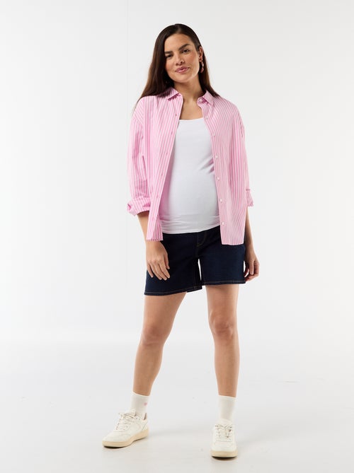 Bermuda vaquero de tiro alto de maternidad - Kiabi