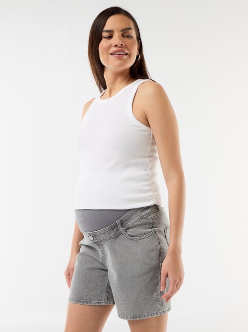 Bermuda vaquero de tiro alto de maternidad - Kiabi