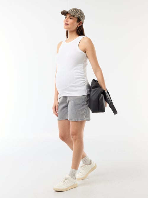 Bermuda vaquero de tiro alto de maternidad - Kiabi