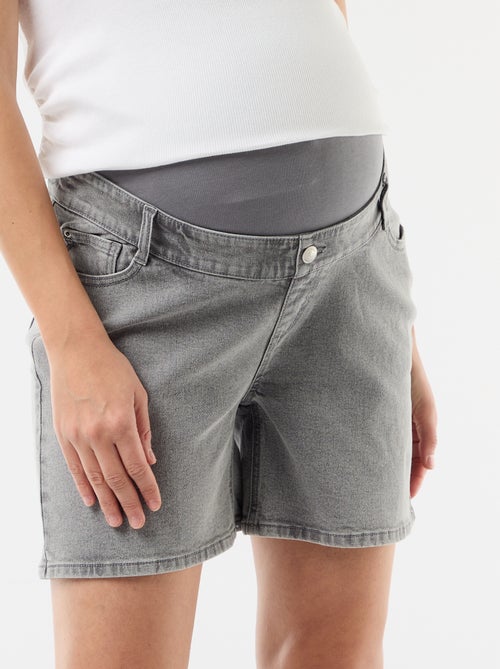 Bermuda vaquero de tiro alto de maternidad - Kiabi