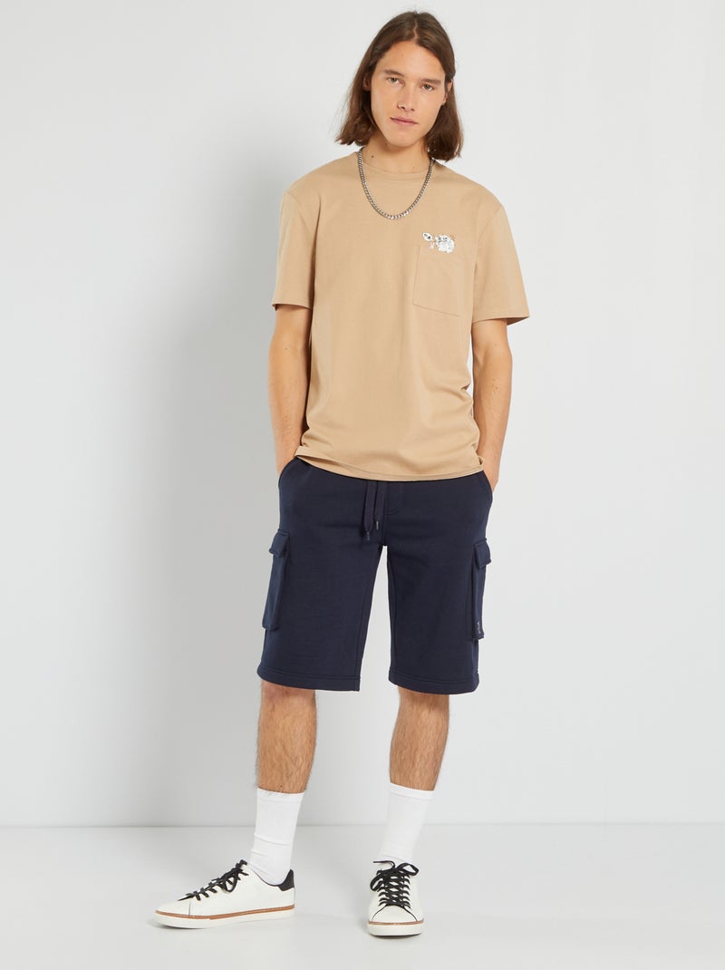 Bermudas cargo de felpa bolsillo AZUL - Kiabi