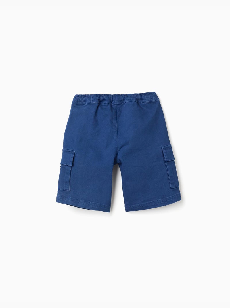 Bermudas cargo largas de sarga con cordón Azul oscuro - Kiabi