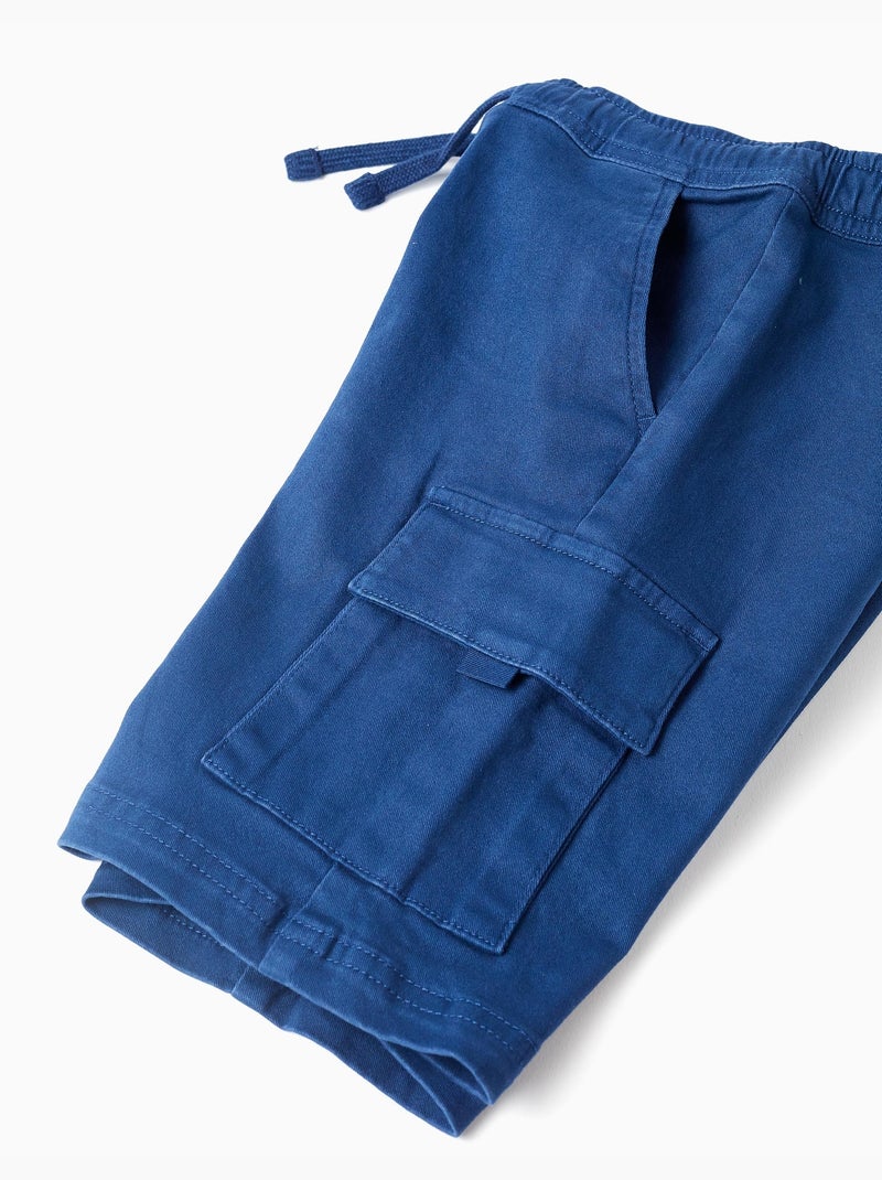 Bermudas cargo largas de sarga con cordón Azul oscuro - Kiabi