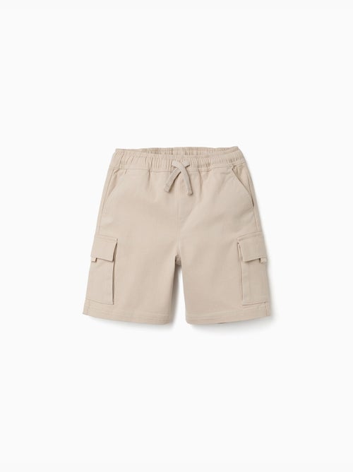 Bermudas cargo largas de sarga con cordón - Kiabi