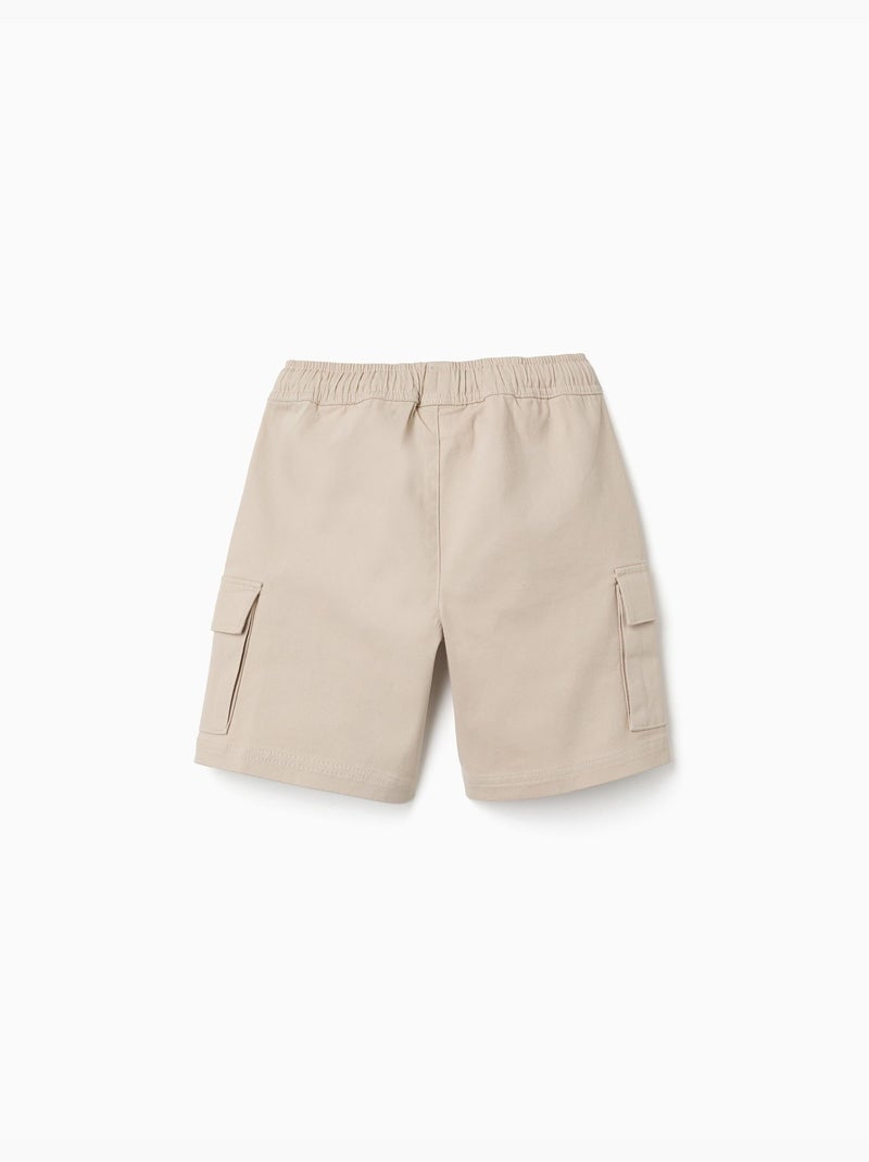 Bermudas cargo largas de sarga con cordón Beige claro - Kiabi