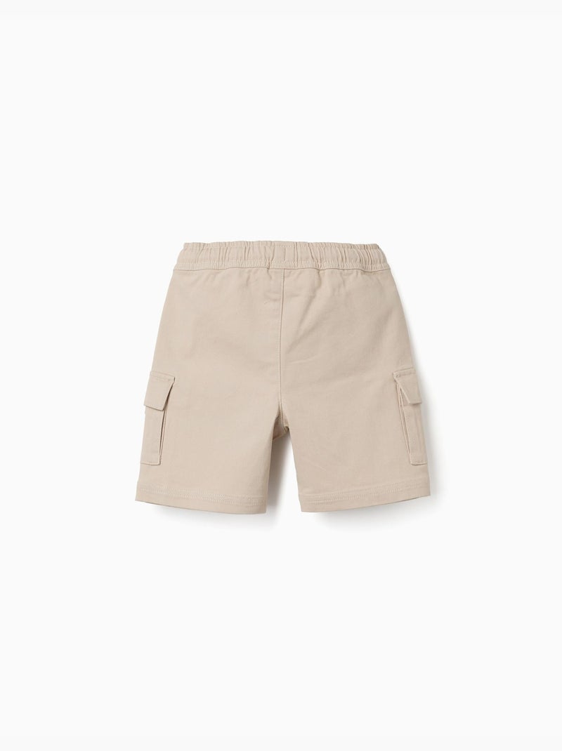 Bermudas cargo largas de sarga con cordón Beige claro - Kiabi